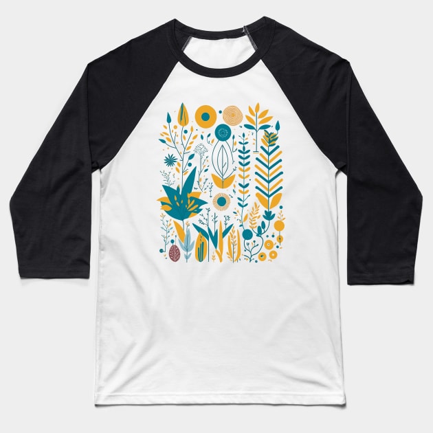 Bohemian Style Floral Shapes Baseball T-Shirt by ElMass